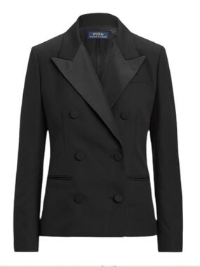 NWT Polo Ralph Lauren Women's Double Breasted Wool Blazer Suit Jacket Silk 00